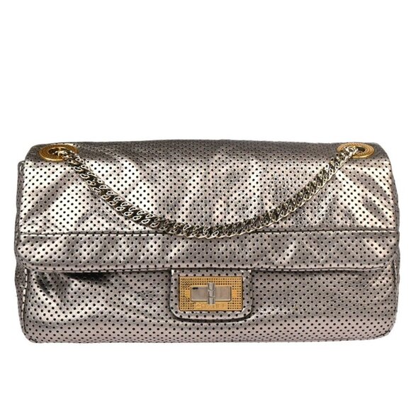 Chanel Gold Perforated Mademoiselle Lock Single Flap Shoulder Bag 186487 - Picture 1 of 9